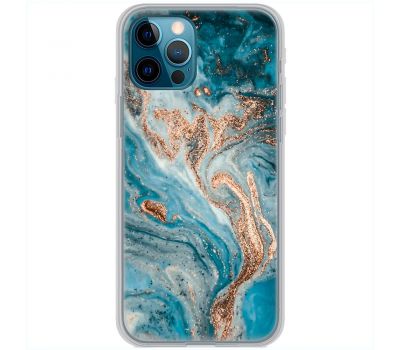 Чохол для iPhone 12 Pro MixCase бірюзовий мармур з позолотою