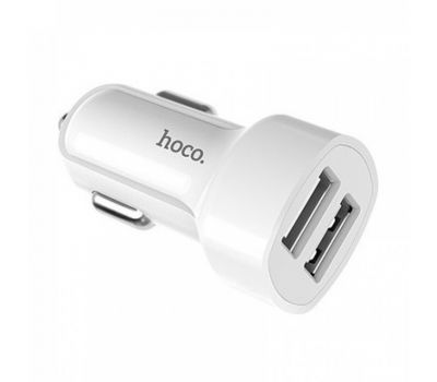 Автомобільний зарядний пристрій Hoco Z2A 2.4A 2USB white 3519268