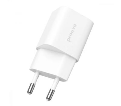 Мережевий зарядний пристрій adapt Proove Silicone Power Plus 20W (Type-C+USB) white 3520576