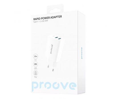 Мереживийарядний пристрій adapt Proove Rapid 30W (2 USB + Type-C) white (білий) 3521773