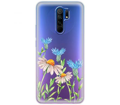 Чохол для Xiaomi Redmi 9 Mixcase квіти волошки та ромашки