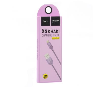 Кабель Hoco X6 Khaki Lightning Charging Cable (1 m) фиолетовый 353731