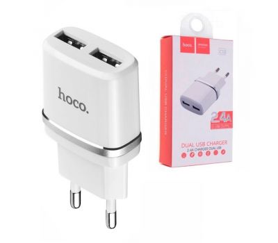 Мережевий ЗП Hoco C12 2 USB 2.4A white 3544474