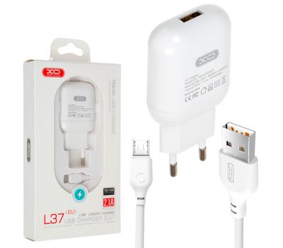 Зарядний пристрій XO-L37 microUSB 2.1A white 3544460