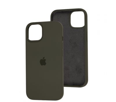 Чохол для iPhone 13 / 14 Square Full silicone сірий / dark olive