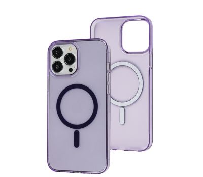 Чохол для iPhone 14 Pro Max Clear color MagSafe purple