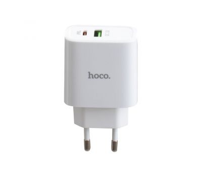 Мережевий ЗП Hoco C57A PD+QC3.0 (1Type-C/1USB/3.1A) white 3550657