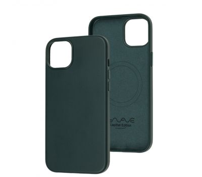 Чохол для iPhone 15 Plus WAVE Premium leather MagSafe forest green