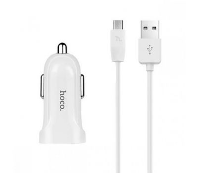 Автомобільний зарядний пристрій Hoco Z2 1.5A 1USB microUSB 2in1 white