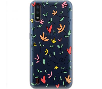 Чохол для Samsung Galaxy A01 (A015) Mixcase квіти квіточки - листочки