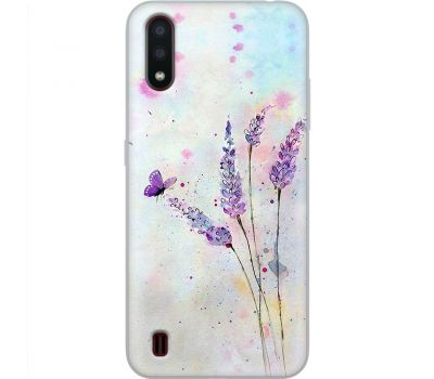 Чохол для Samsung Galaxy A01 (A015) Mixcase квіти акварельна лаванда з метеликом