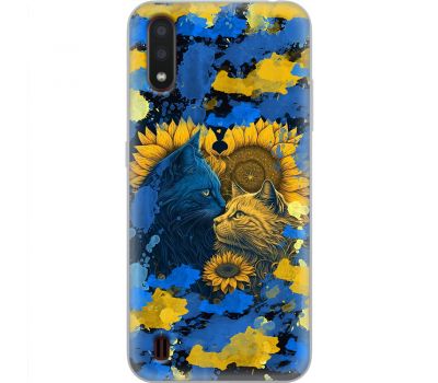 Чохол для Samsung Galaxy A01 (A015) MixCase патротичні cats in a sunflower