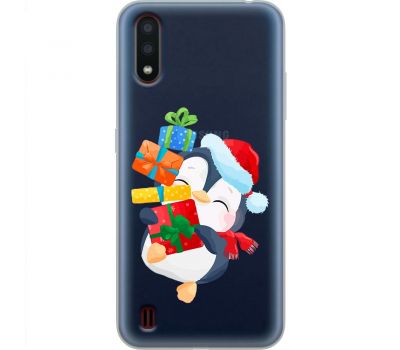 Чохол для Samsung Galaxy A01 (A015) MixCase Новий рік пінгвін з подарунками