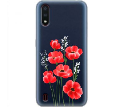 Чохол для Samsung Galaxy A01 (A015) Mixcase квіти маки в польових травах