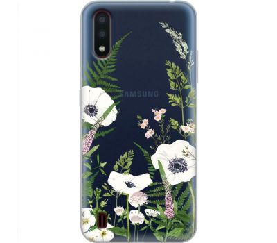 Чохол для Samsung Galaxy A01 (A015) Mixcase квіти білі квіти лісові трави