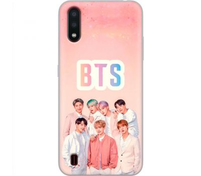 Чохол для Samsung Galaxy A01 (A015) MixCase BTS на рожевому