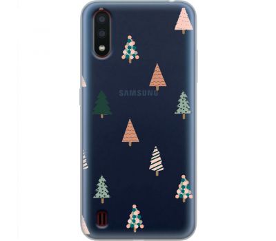 Чохол для Samsung Galaxy A01 (A015) MixCase Новий рік паттерн новорічні ялинки