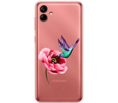 Чохол для Samsung Galaxy A04 (A045) Mixcase квіти колібрі в півоні