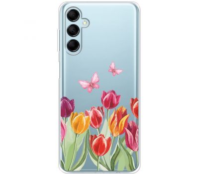 Чохол для Samsung Galaxy M14 (M146) Mixcase квіти тюльпани з двома метеликами