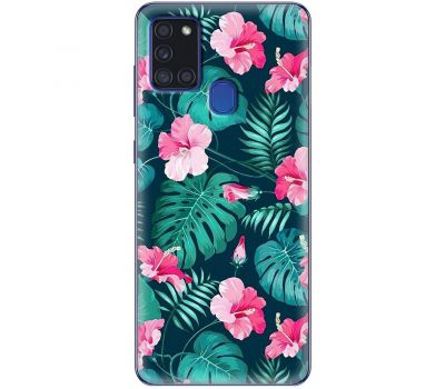 Чохол для Samsung Galaxy A21s (A217) MixCase квіти тропічні