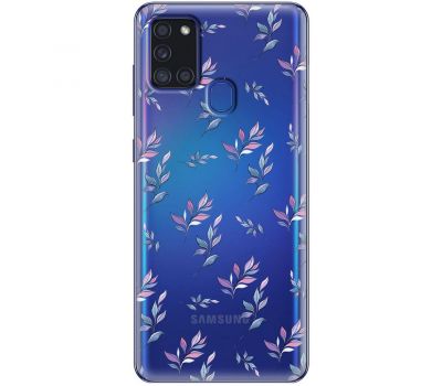 Чохол для Samsung Galaxy A21s (A217) Mixcase квіти патерн гілки з градієнтом