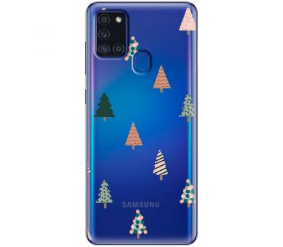 Чохол для Samsung Galaxy A21S (A217) MixCase Новий рік патерн новорічні ялинки