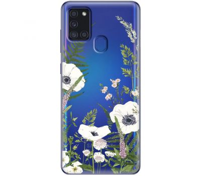 Чохол для Samsung Galaxy A21s (A217) Mixcase квіти білі квіти лісові трави