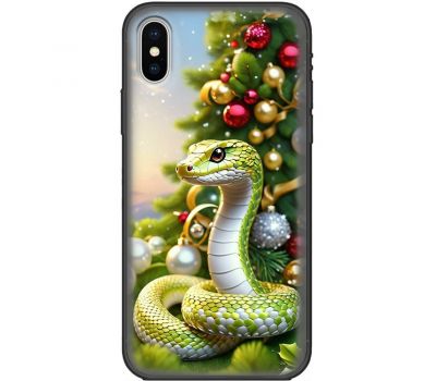 Чохол для iPhone X / XS MixCase MixCase Новий рік 2025 ялинку з іграшками і змія