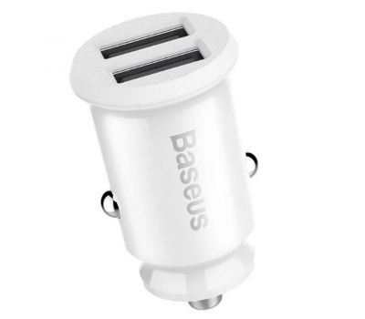 Автомобільне ЗУ адаптер Baseus Grain 2USB 3.1A white