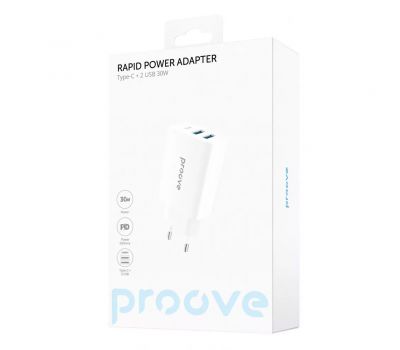 Мереживийарядний пристрій adapt Proove Rapid 30W (2 USB + Type-C) white (білий) 3576195