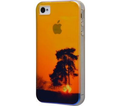 Чохол для iPhone 4 силіконовий перламутровий дерево вночі