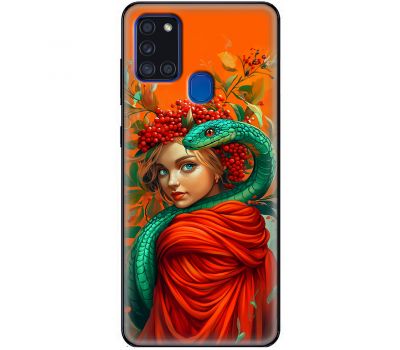 Чохол для Samsung Galaxy A21s (A217) MixCase Новий рік 2025 дівчинка зі змією