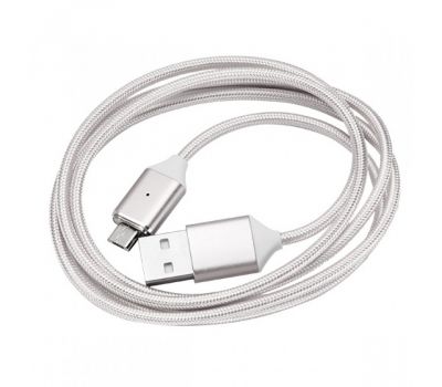 Кабель USB Магнітний Micro USB Woven срібло 374034