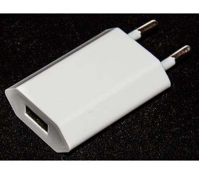 Зарядний USB iPhone 1000 mAh білий (плоский)