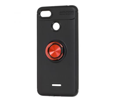 Чохол для Xiaomi Redmi 6A Deen ColorRing з кільцем чорний/червоний 414225