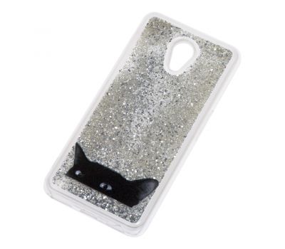 Чохол для Meizu M6s Блискучі вода сріблястий "чорний кіт" 428871
