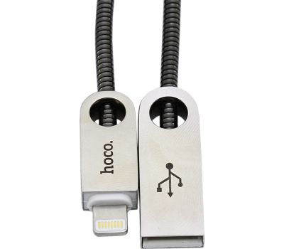 Кабель для iPhone 5/6 Hoco Zinc Alloy Metal Lightning cable 1m U8 серый 460505