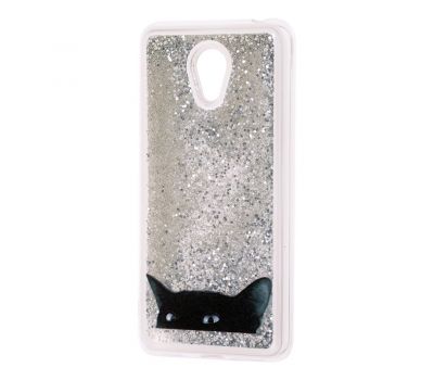 Чохол для Meizu M6 Блискучі вода сріблястий "чорний кіт"