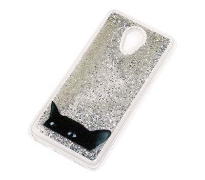 Чохол для Meizu M6 Блискучі вода сріблястий "чорний кіт" 499008