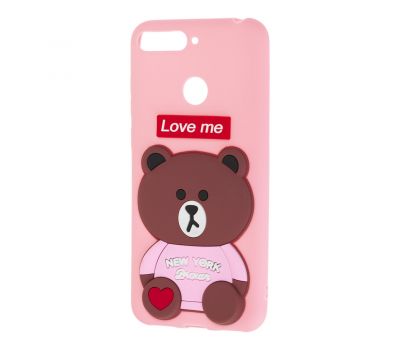 Чохол для Huawei Y6 Prime 2018 ведмедик "Love Me" рожевий