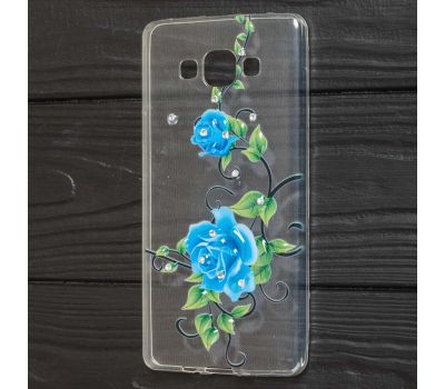 Чохол для Samsung Galaxy A7 (A700) Diamond Silicone Blue Rose