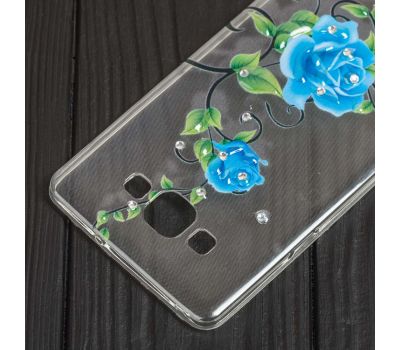 Чохол для Samsung Galaxy A7 (A700) Diamond Silicone Blue Rose 540364