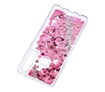 Чохол для Samsung Galaxy A9 2018 (A920) Блиск вода "серця" рожевий 546446