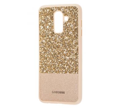 Чохол для Samsung Galaxy A6+ 2018 (A605) Leather + Shining золотистий