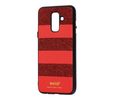 Чохол для Samsung Galaxy A6+ 2018 (A605) woto з блискітками червоний