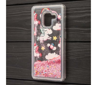 Чохол для Samsung Galaxy A8 2018 (A530) Pepper блискітки вода рожевий "єдинорожки"