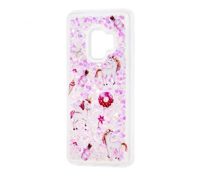 Чохол для Samsung Galaxy S9 (G960) Блиск вода світло-рожевий "маленькі єдинороги"