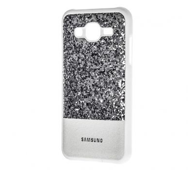 Чохол для Samsung Galaxy J5 (J500) Leather + Shining сріблястий