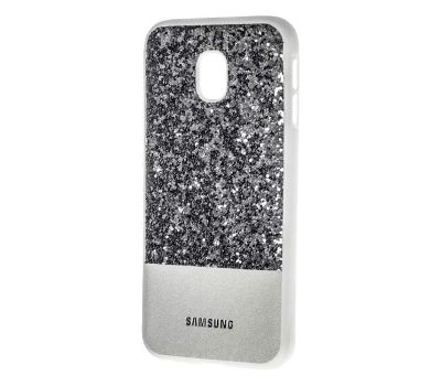 Чохол для Samsung Galaxy J3 2017 (J330) Leather + Shining сріблястий