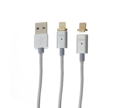 Кабель USB Hoco U16 Magnetic Lightning Cable серебро